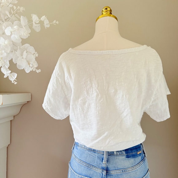 Dylan V-Neck Cotton Slub Tee in White, Sz XL - Picture 7 of 11